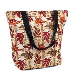 Leaf Patterned Tapestry Beach Bag