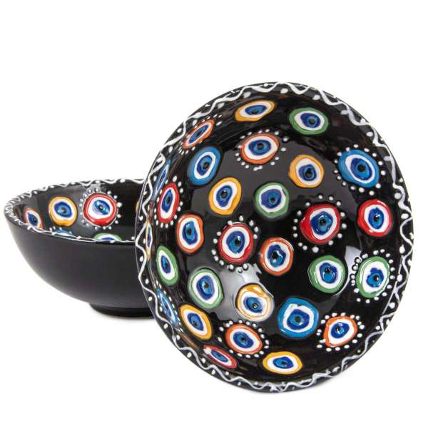 10 cm Evil Eye Patterned Bowl Black