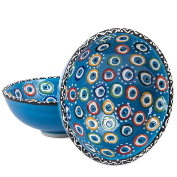 10 cm Evil Eye Patterned Bowl Turquoise