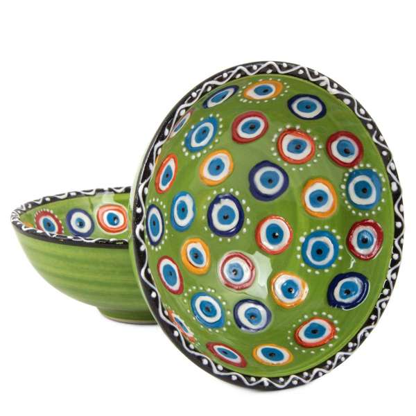 10 cm Evil Eye Patterned Bowl Green