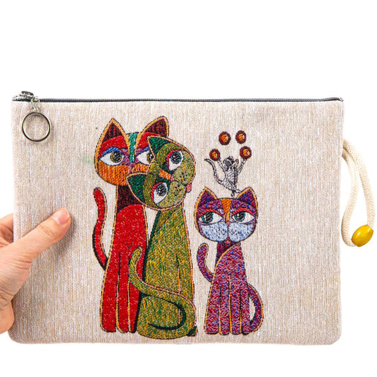 Authentic Tapestry Cat Patterned Clutch Bag